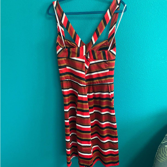 Calvin Klein Red Striped Criss Cross Bodycon Dress Size 14 - Picture 4 of 9